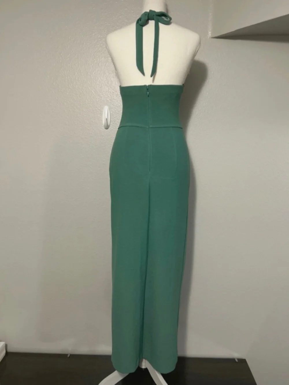 Abercrombie & fitch teal halter body con long dress with thigh slit, Size S